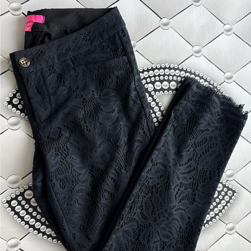 Lilly Pulitzer Black Lace Straight Leg Pants